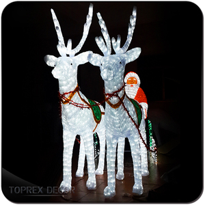 Décoration de Noël lumineuse de haute qualité, résistante aux intempéries, en acrylique 3D, avec Père Noël, traîneau <span class=keywords><strong>et</strong></span> <span class=keywords><strong>rennes</strong></span>, blanc chaud, LED - Product Image 5
