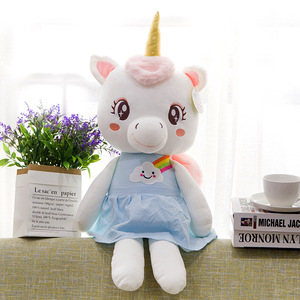 Peluche <span class=keywords><strong>licorne</strong></span> blanche mignonne, logo personnalisé OEM ODM, jouet en peluche doux, <span class=keywords><strong>licorne</strong></span> avec robe <span class=keywords><strong>nuage</strong></span> arc-en-ciel, peluche pour enfants, cadeau - Product Image 3
