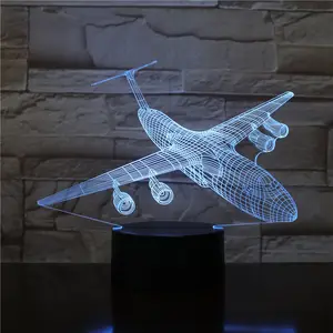 航空機3DナイトライトLED7色変更飛行機テーブルランプUSBベビースリープ照明寝室ベッドサイド装飾クリスマスキッズギフト