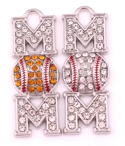 P500137 Yiwu Huilin gioielli Moda charms Sportivi baseball softball mom ciondolo con strass charms