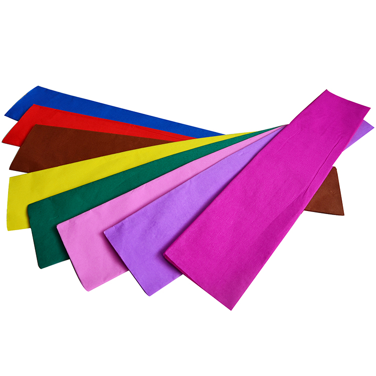 colour crepe paper for packing,wrapping paper,decorative fluorescent craft streamer printed colorful crepe paper