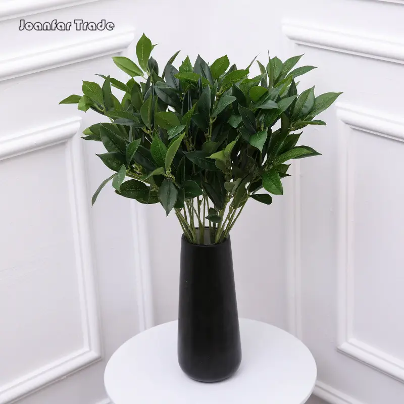 Plastic laurel frosted stems purple green color artificial eucalyptus plants leaves