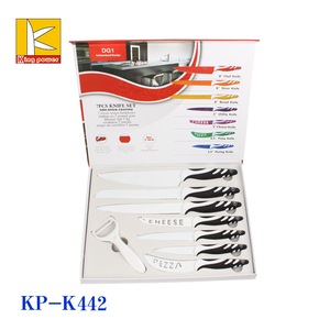 Cuchillo 8 unids painty de revestimiento cerámico antiadherente utensilios de cocina conjunto con la caja de color - Product Image 1