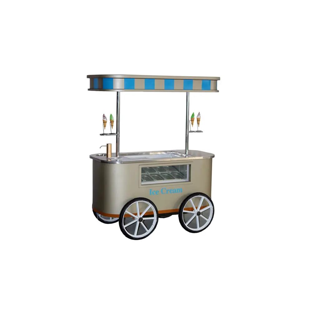 Gelato mobile push Popsicle Showcase Freezers bicycle Ice Cream vending cart for sale