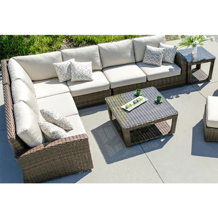 New arrival simple design pastoral style design corner rattan wicker sofas