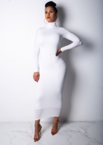 Venta al por mayor <span class=keywords><strong>de</strong></span> Otoño <span class=keywords><strong>de</strong></span> las señoras <span class=keywords><strong>vestidos</strong></span> ajustados Sexy cremallera <span class=keywords><strong>de</strong></span> manga larga <span class=keywords><strong>de</strong></span> cuello alto delgado vestido largo para las mujeres JZ550 - Product Image 4