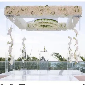 Beliebte Hochzeits feier liefert klare Acryl Chuppah transparente Hochzeit Hintergrund Blumen girlande Bogen für Hochzeits dekoration