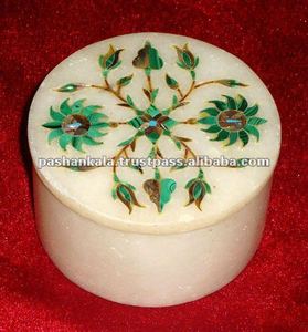 Round Marble Inlay <b>Pill</b> <b>Boxes</b> - Product Image 1
