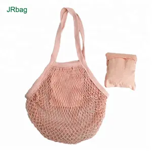 Langlebige umweltfreundliche Lebensmittel-obst- und gemüse-Netzteil-Tote-Tasche Baumwolle rosa Netz-Einkaufstaschen mit Innentasche