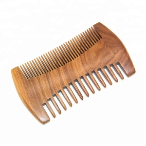 Legno di sandalo curva fine dente largo <span class=keywords><strong>denti</strong></span> baffi barba pettine con il sacchetto - Product Image 4