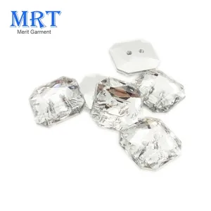 Wholesale wedding dress furniture square decorative glass crystal clear plastic buttons