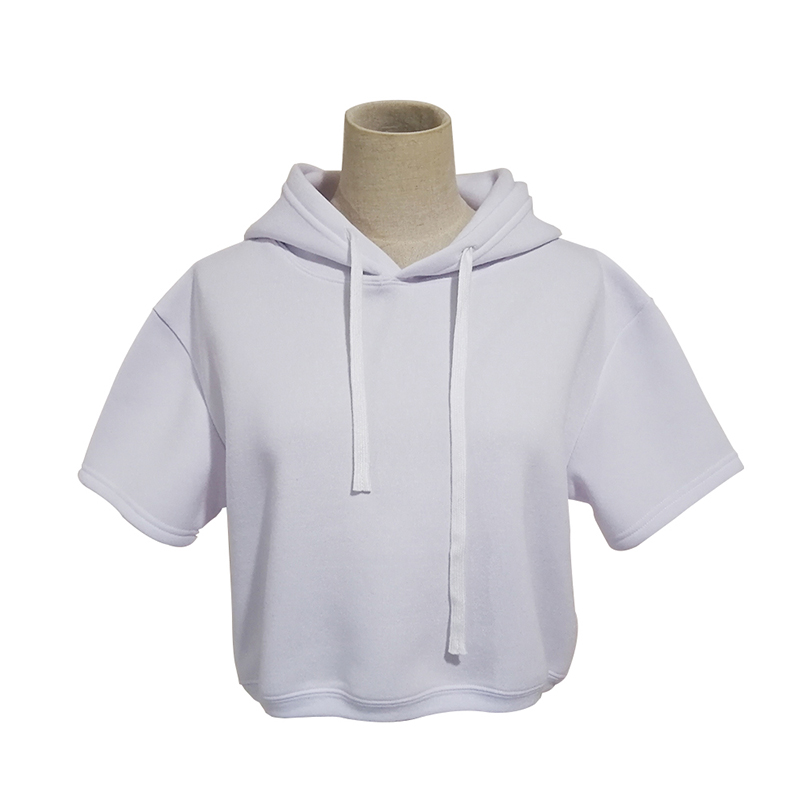 White Cropped Sweatshirt Shop Women Short Sleeve Hoodie Premium