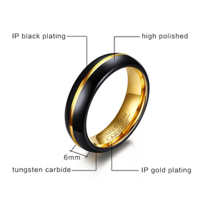 Trung Quốc Tungsten nhà máy đồ trang sức Mens Wedding Bands Tungsten Nhẫn vàng đen mạ 6 mét - Product Image 6