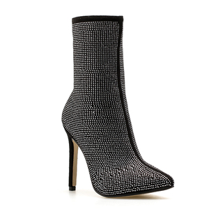 WETKISS Bottines à bout pointu en cristal très vendues, bottes à talons aiguilles en caoutchouc antidérapant, chaussures pour femmes, bottines à <span class=keywords><strong>strass</strong></span> brillantes - Product Image 1
