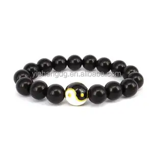 12 MM Feng Shui Buddha Gebet Meditation Mala Schwarz Holz Armband Tai Ji OM perle