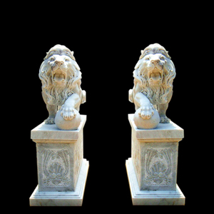Al aire libre tamaño blanco par piedra rugiendo caminar <span class=keywords><strong>León</strong></span> estatua - Product Image 4