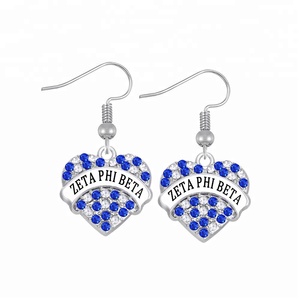 Eleganti <span class=keywords><strong>Orecchini</strong></span> Charm Zeta Phi Beta per Donne Raffinate, con Cristalli Blu e Bianchi, Stile Club Life Member 1920 - Product Image 2