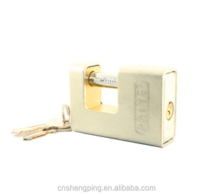 Nine armoured rectangle <strong>brass</strong> iron <strong>80mm</strong> rectangle <strong>padlock</strong> cylinder with 2 <strong>brass</strong> keys a3 steel shackle pad lock - Product Image 1