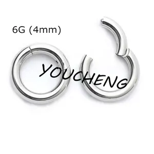 6G con bisagras anillo segmento Clicker nariz Piercing anillo de 4mm