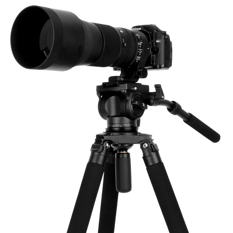 Заводская цена, профессиональный штатив для камеры Q680 с откидной ножкой, 192 см, сверхмощный штатив с подсветкой и бесплатной вращающейся ручкой Q90, с панорамной головкой