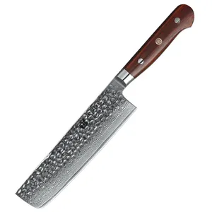 7 inç profesyonel ahşap saplı japon şam çelik mutfak kesme Cleaver Nakiri bıçak