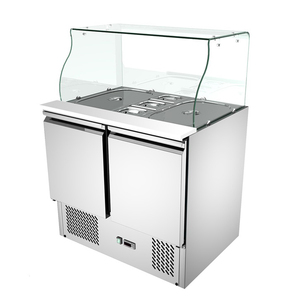 Phong Cách Mới Thương Mại Lạnh Salad Làm Việc Bảng SS304 Salad <span class=keywords><strong>Prep</strong></span> Station Với Glass Cover - Product Image 2