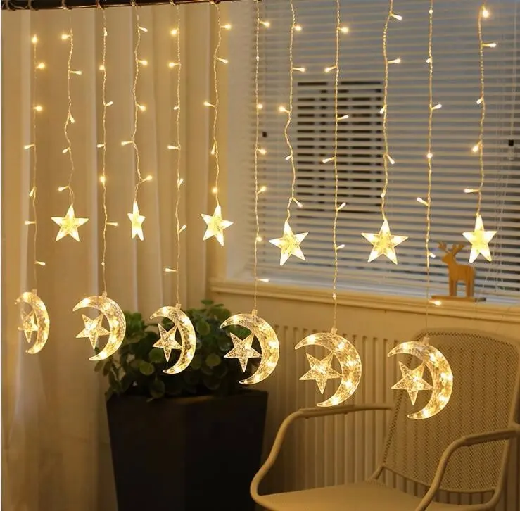 Ramadan Festival 2.5M LED Moon Star Curtain String Light EID Mubarak Ramadan Decorations Muslim Islamic Decoration