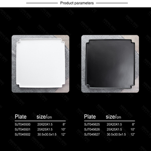 Assiettes carrées en porcelaine pour restaurant, écologiques, noires <span class=keywords><strong>et</strong></span> blanches, mates, plates, en céramique, pour <span class=keywords><strong>service</strong></span>, peu profondes, 8, 10 <span class=keywords><strong>et</strong></span> 12 pouces - Product Image 6