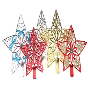 Christmas Tree Topper Star with glitter Ornament Decoration Supplies