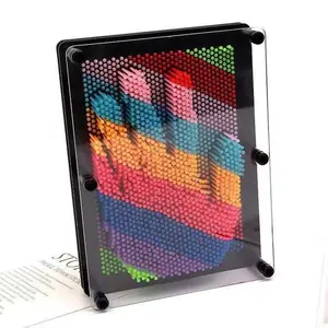 Rainbow color 3D pin art sculpture novelty game/Hot sale 3D plastic frame pin art