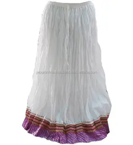 Jupe longue en coton de couleur blanche, vêtement Exclusive, style indien