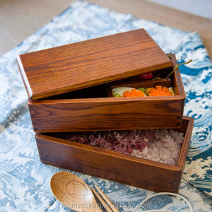 Boîte à déjeuner japonaise en bois, bento en bois à Double pont pour les enfants, contenant pour aliments, ml - Product Image 1