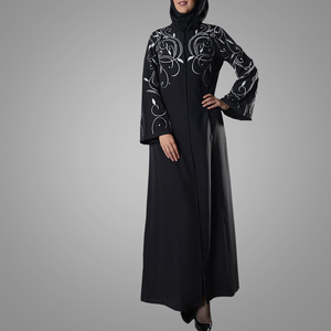 Venta al por mayor <span class=keywords><strong>de</strong></span> moda islámica Abaya <span class=keywords><strong>Mimi</strong></span> frente abierto bordado Kimono Jilbab Pakistán Jalabiya Maxi Vestido <span class=keywords><strong>de</strong></span> manga larga - Product Image 2