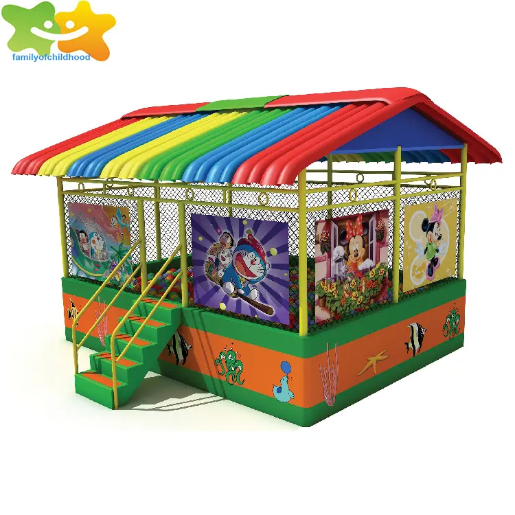 square roof toy ball pool inflatable ball pool with stairs