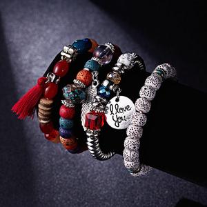 Pulseras de cuentas de piedra Natural para mujer, conjunto de pulseras CON ABALORIOS de borla de ala, joyas Vintage bohemias, <span class=keywords><strong>moda</strong></span> para mujer - Product Image 4
