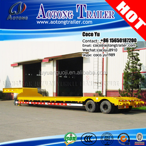 QINGDAO AOTONG 2 tamaño opcional semi camión <span class=keywords><strong>de</strong></span> <span class=keywords><strong>dos</strong></span> <span class=keywords><strong>ejes</strong></span> <span class=keywords><strong>de</strong></span> servicio pesado <span class=keywords><strong>ejes</strong></span> cama baja remolque <span class=keywords><strong>para</strong></span> la venta - Product Image 1