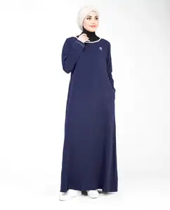 Long sleeve muslim elegant black maxi abaya dress for women