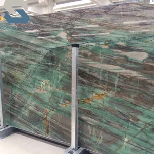 Diapositives de murs en quartz, pierre verte naturelle, bordures vertes hydroponiques, idéal pour les comptoir, 5 pièces