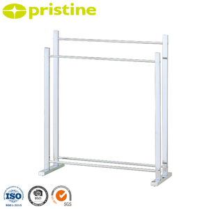 Sèche-serviettes moderne en fonte chromée à faire soi-même avec 2 barres pour utilisation en hôtel - Autoportant - Product Image 1