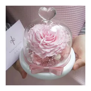 Любовь вечность стабилизированные консервированные розы в стеклянных тубах купол для подарков на день Святого Валентина