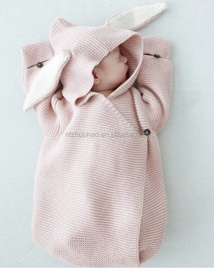 Milancel 2017 Baby Blankets Newborn Knitted Baby Covers Rabbit Ear Swaddling Baby Wrap Photography Bunny Style Swaddle Wrap