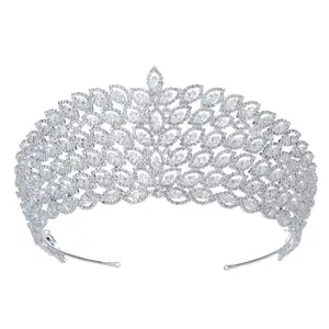 Echsio Crystal Tiara Bruids Kronen Grote Bruiloft Sieraden Strass Prinses Verjaardag Kroon Accessoires Voor Vrouwen BC4443