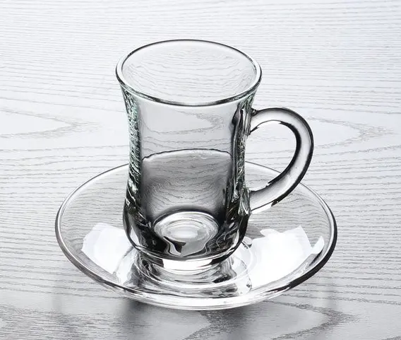 Hot sale high quality 120ml glass coffee tea cup and saucer set