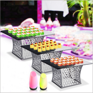 Présentoir de banquet en métal de luxe, support rond pour restaurant, lampe led, classe, <span class=keywords><strong>Buffet</strong></span> - Product Image 4