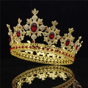 Plata Europa barroco Real Corona redonda completa Vintage Metal Tiara oro ganador desfile reina <span class=keywords><strong>coronas</strong></span> - Product Image 4