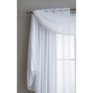 Cortina Transparente Blanca Elegante de Estilo Europeo de <span class=keywords><strong>Diseño</strong></span> Simple en Oferta, Hecha de Tela de Velo <span class=keywords><strong>con</strong></span> Pañuelo Extra Largo para Ventana - Product Image 2