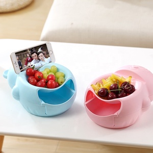 Contenitore per piatti per snack contenitore per frutta secca a doppio strato con supporto per cellulare - Product Image 6