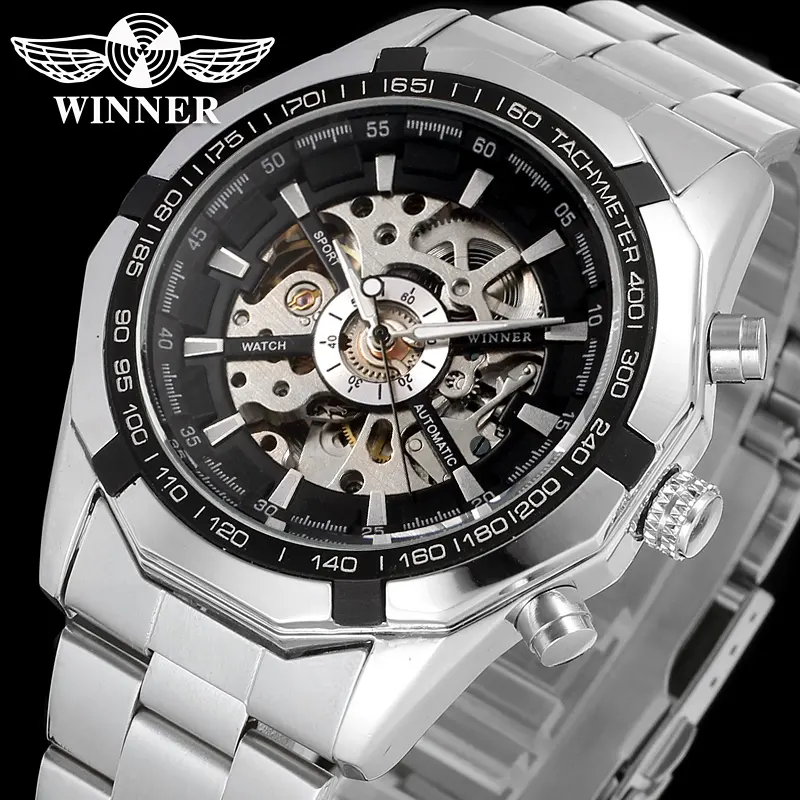 T-WINNER 2023 Mens Watches Top Selling White Silver relojes hombre jam tangan Luxury Skeleton Automatic Wholesale Factory Made