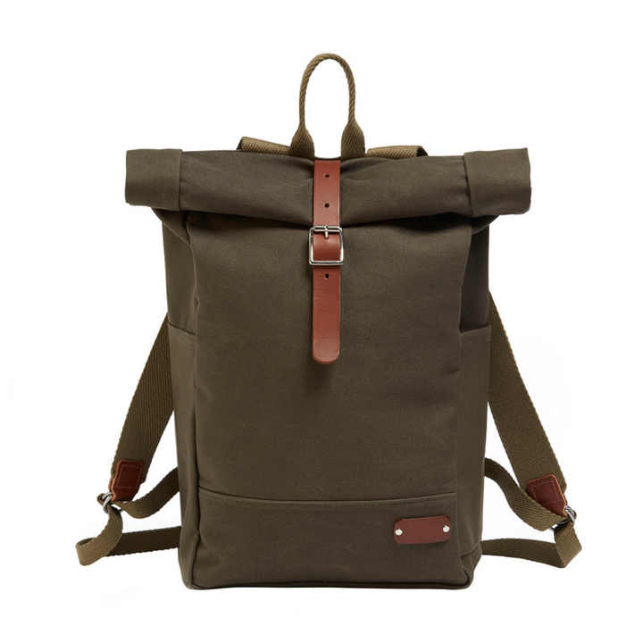 Customizable Canvas Backpack Roll Top Large Capacity Unisex Oxford Polyester Material Zipper Shoulder Strap Hiking School