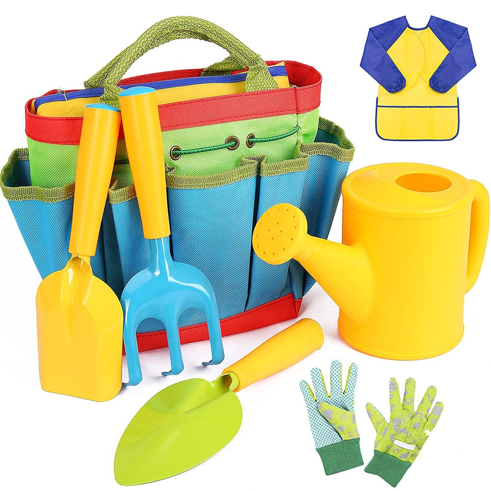 Детские уличные игрушки, набор из 7 садовых инструментов для детских игр на открытом воздухе